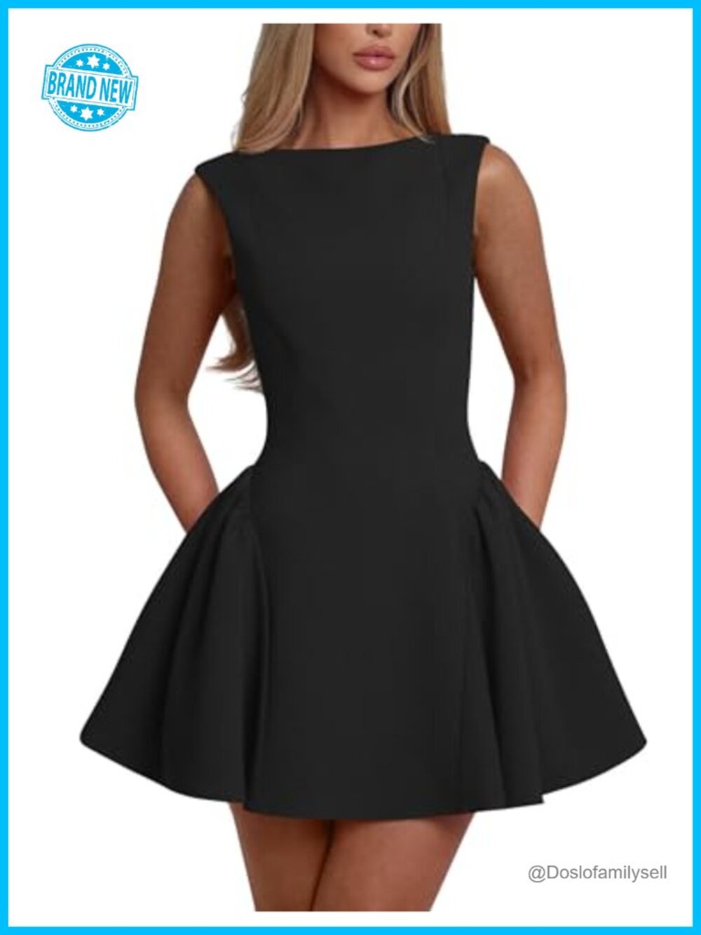 Sleeveless Backless A-Line Mini Prom Dress Double Layer Stretchy